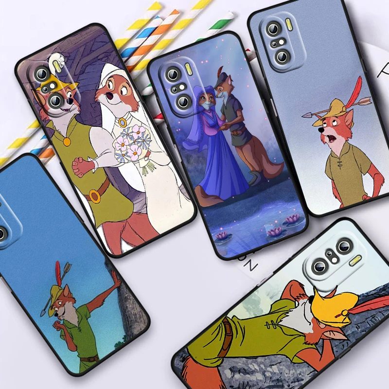 Disney Robin Hood For Xiaomi Redmi Note 13 12 11E 11S 11 11T 10 10S 9 9S Pro Plus 4G 5G Black Phone Case