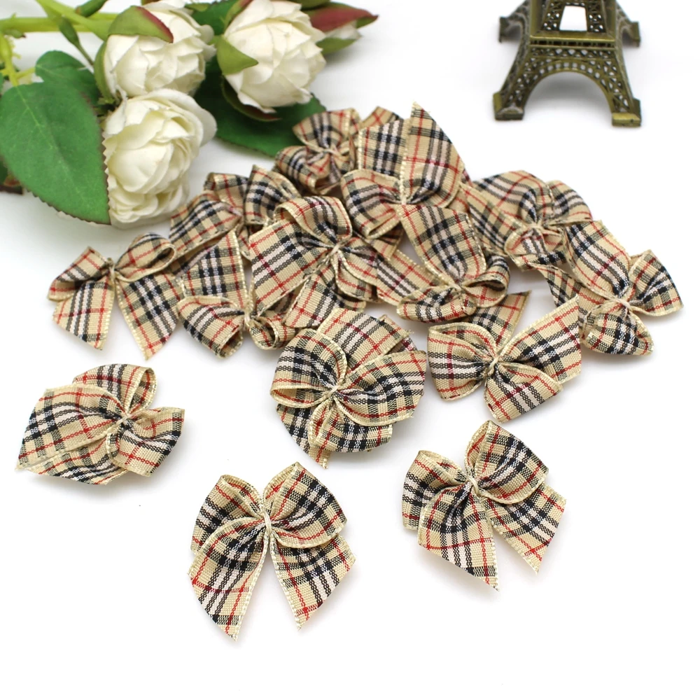 30 Teile/los 3,5x3,5 cm Polyester Band Bögen Mini Satin Bögen Für Handwerk Nähen Ornamente Party Hause Weihnachten Dekorationen – Detail 7