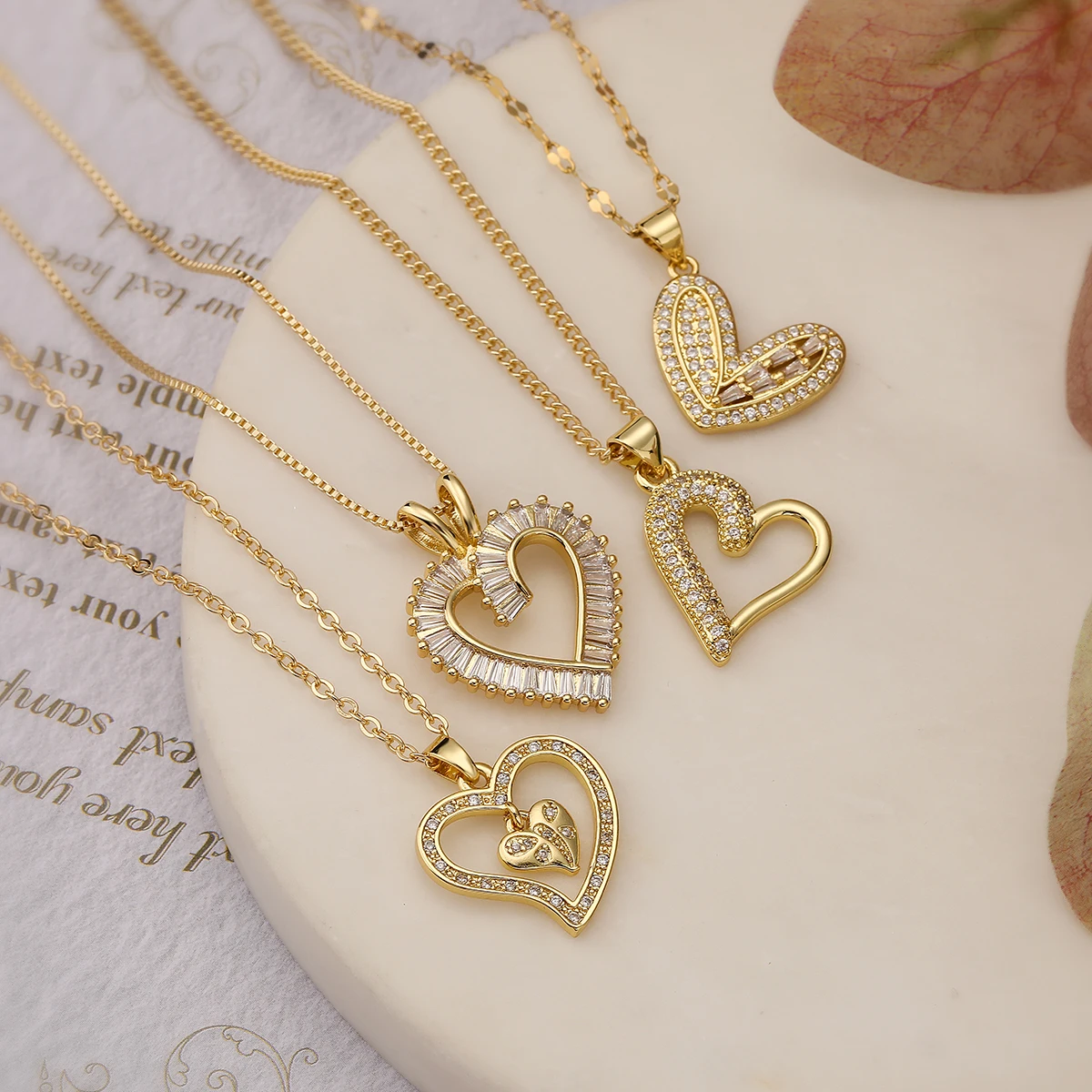 Mafisar, joyería de fiesta de acero inoxidable 316L de Color dorado que no se decolora, collares con colgantes de corazón de circonita AAA CZ brillante para mujer