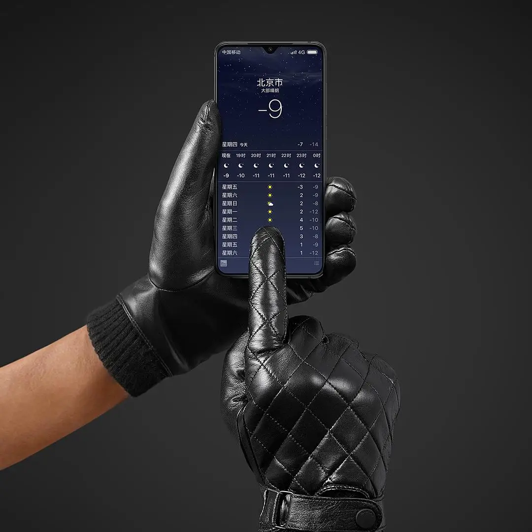 샤오미 풀 터치 스크린 양가죽 장갑, 더 두껍고 따뜻한 하이 퀄리티, 방풍, 소나무용 타이트 벨트