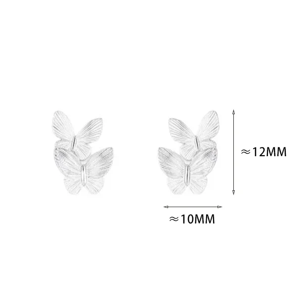 Real 925 Sterling Silver Wire Drawing Butterfly Piercing Screw Bead Stud Earrings for Women Cute Fine Jewelry Accessories