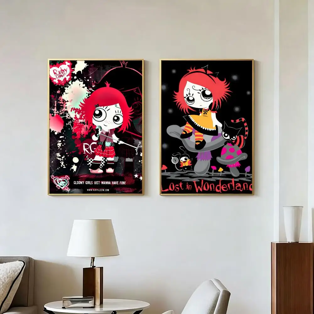 Cartoon Popular R-Ruby Gloom Poster Peel And Stick Wall Art Self Adhesive PP Waterproof Wall Decor Living Room Bedroom Gift