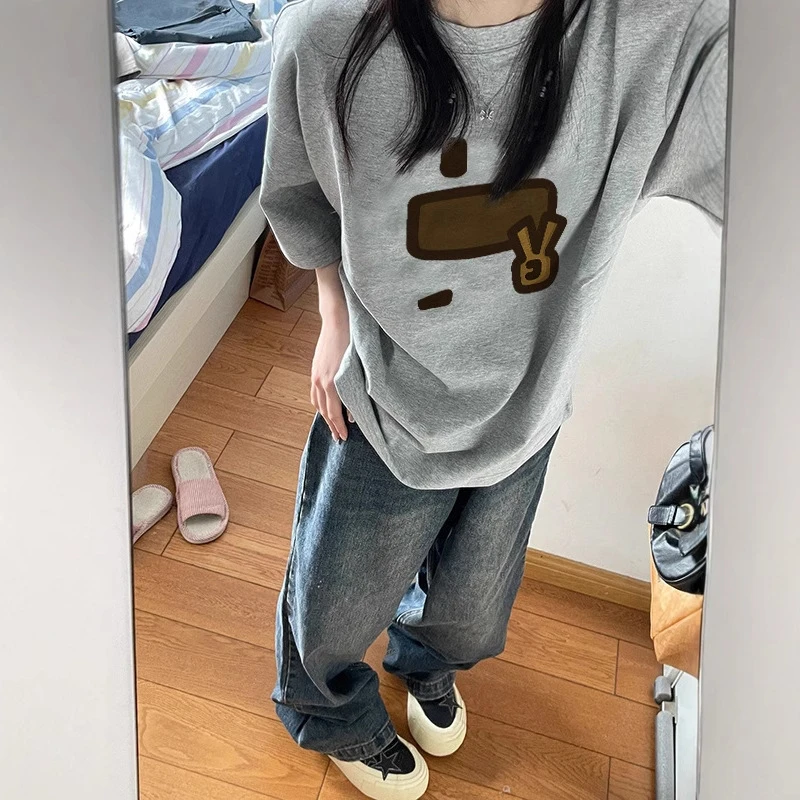 

Толстовка с круглым вырезом для женщин осенью и зимой, новая модная свободная одежда из чистого хлопка, повседневная бархатная утолщенная теплая пуловер