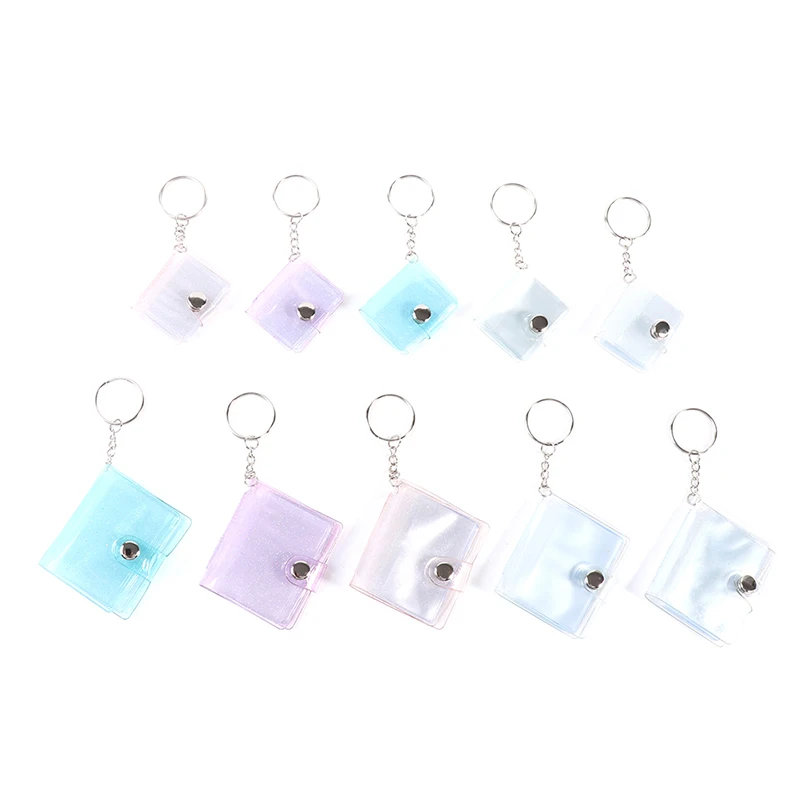 1Pc PVC Sequins Mini Photo Album Pendant Keychain Transparent Sticker Name Card Keyring New Fashion Holder Photos Bag Key Fob