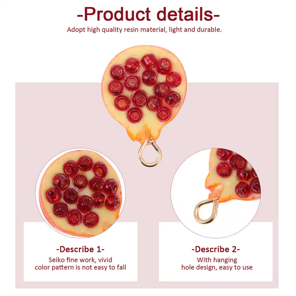 

6Pcs Plastic Pendants Opening Pomegranate Shape Charms DIY Necklace Bracelet Earring Ornaments Unique Stylish Gift