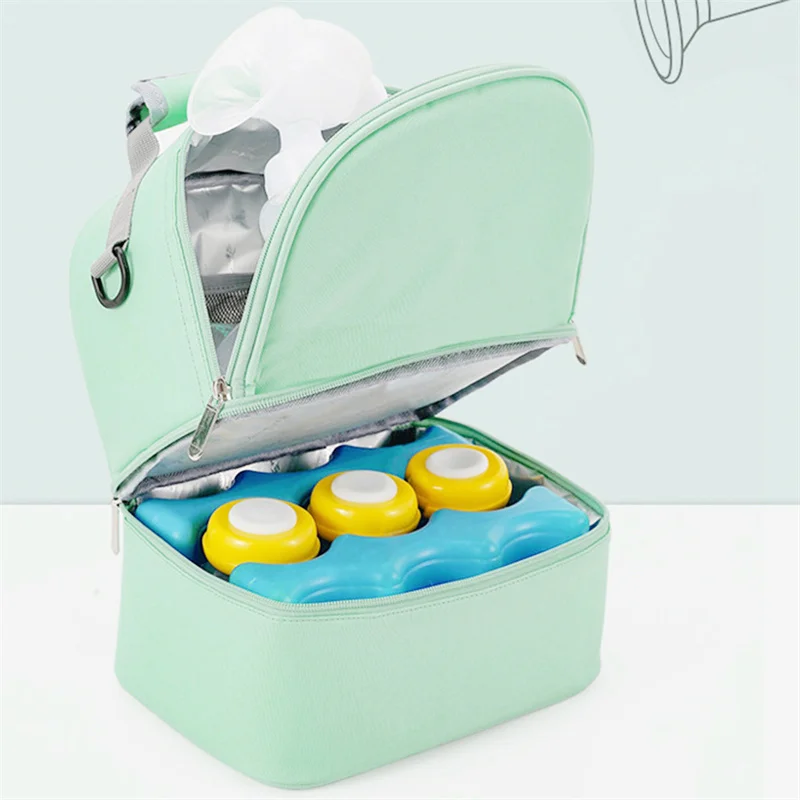 Mommy Bag Milk Storage Breast Pump Maternity Cooler Double Layer Insulation Fresh Keeping Baby Food Backpack Feeding Bottle
