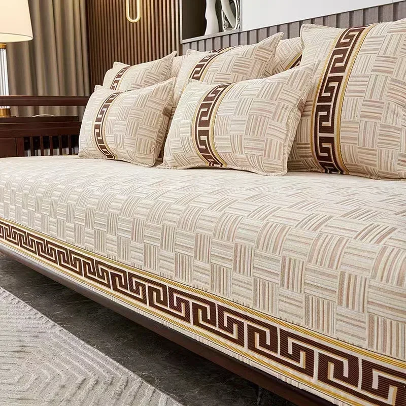1PC Chenille Gold Thread Embroidery Non-slip Towel Pillowcase Decore Home L-shaped Sofa Cushion Four Season Universal Sofa Cover