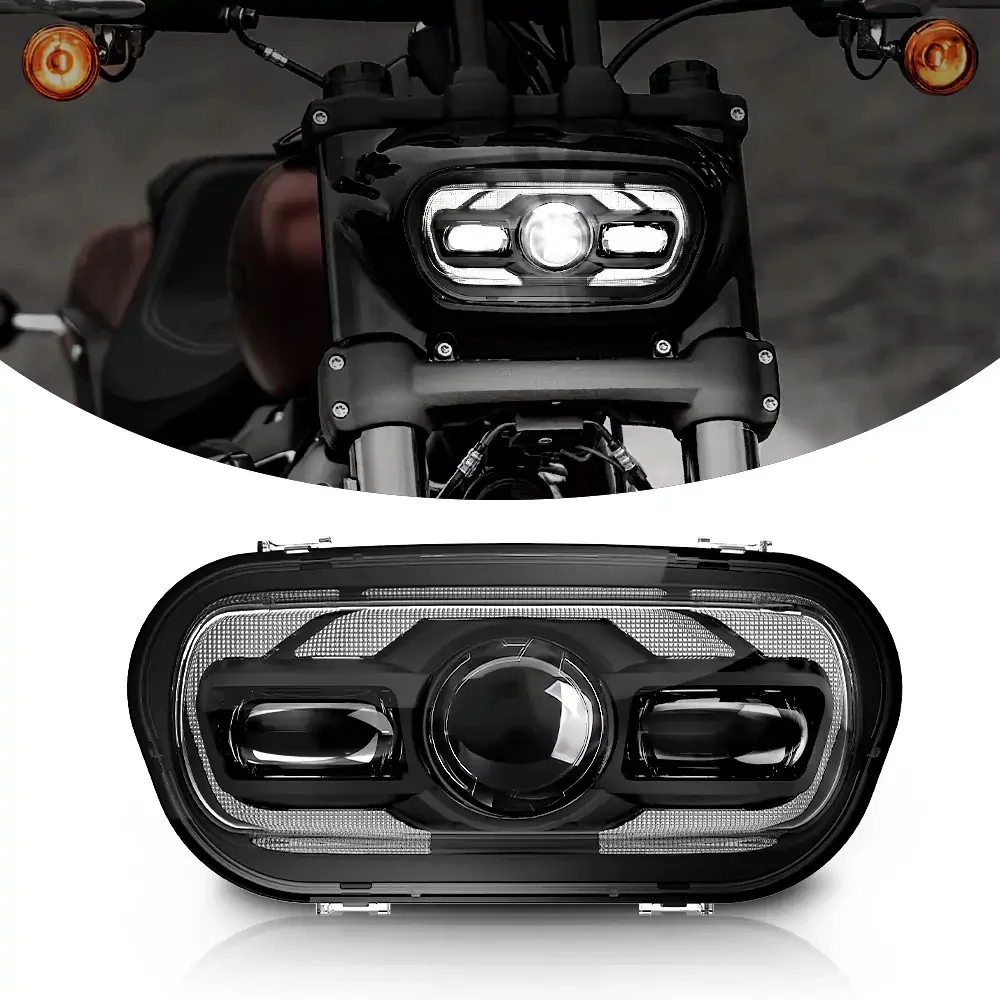 

9.8" Motorcycle LED Headlight with Hi Low Beam DRL For Harley Fat Bob 2008-2019 Motor Front Headlamp E-Mark Driving Lamp