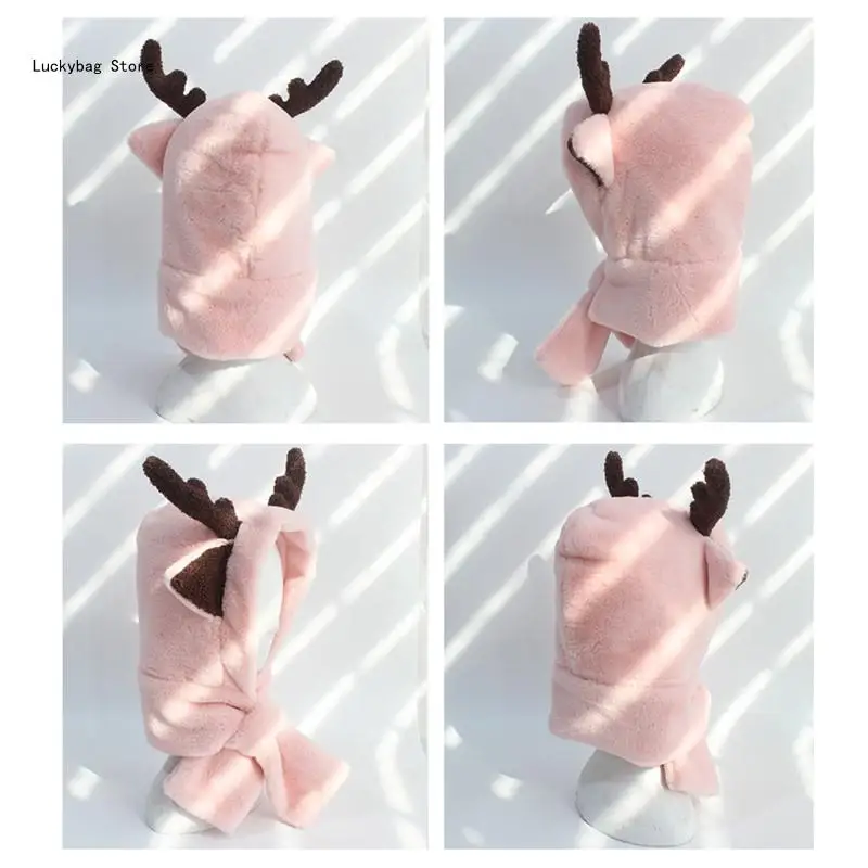 Funny Hooded Scarf Stuffed Feel Animals Hat Warm Fleece Hats Kids Winter Hat