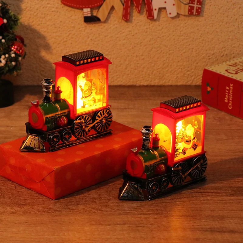 LED Night Lights Vintage Portable Train Night Lamp Battery Powered Hanging Lanterns Christmas Festive Party Decoration