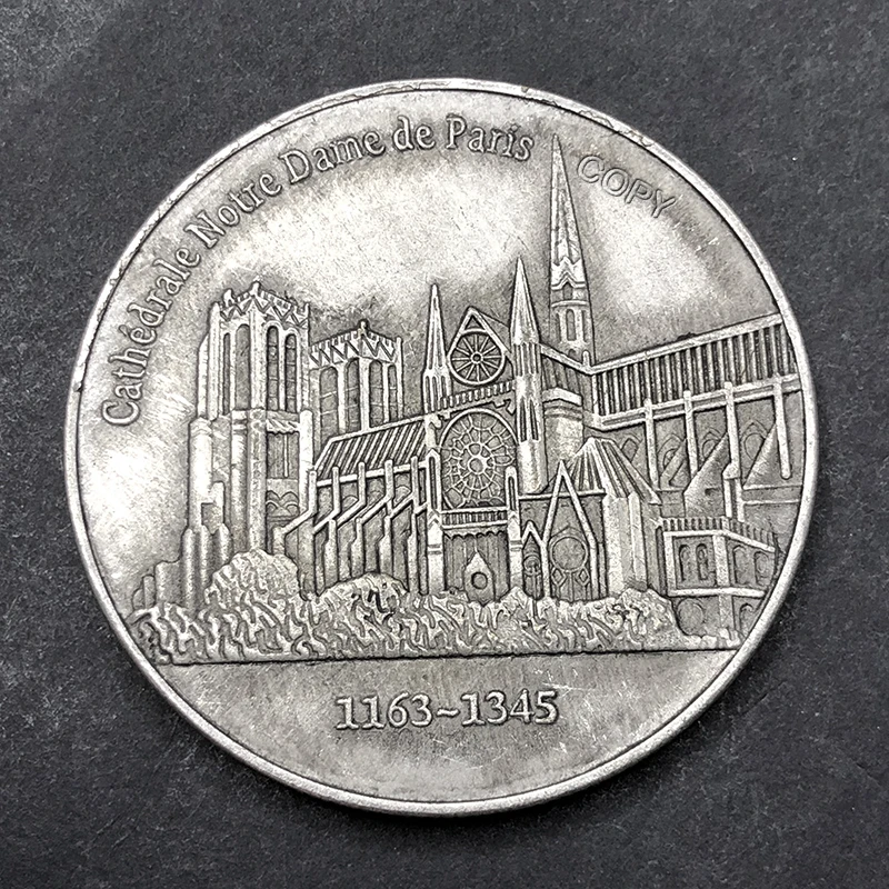 France 1163-1345 Notre Dame Cathedral 5 Francs original commemorative challenge coin replica old money Collectible Medal