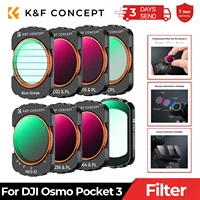 K&F Concept Filtros para cámaras deportivas para DJI Osmo Pocket 3 UV CPL ND/PL Diffusión negra 1/2 1/8 Filtros opcionales ajustables 2 en 1