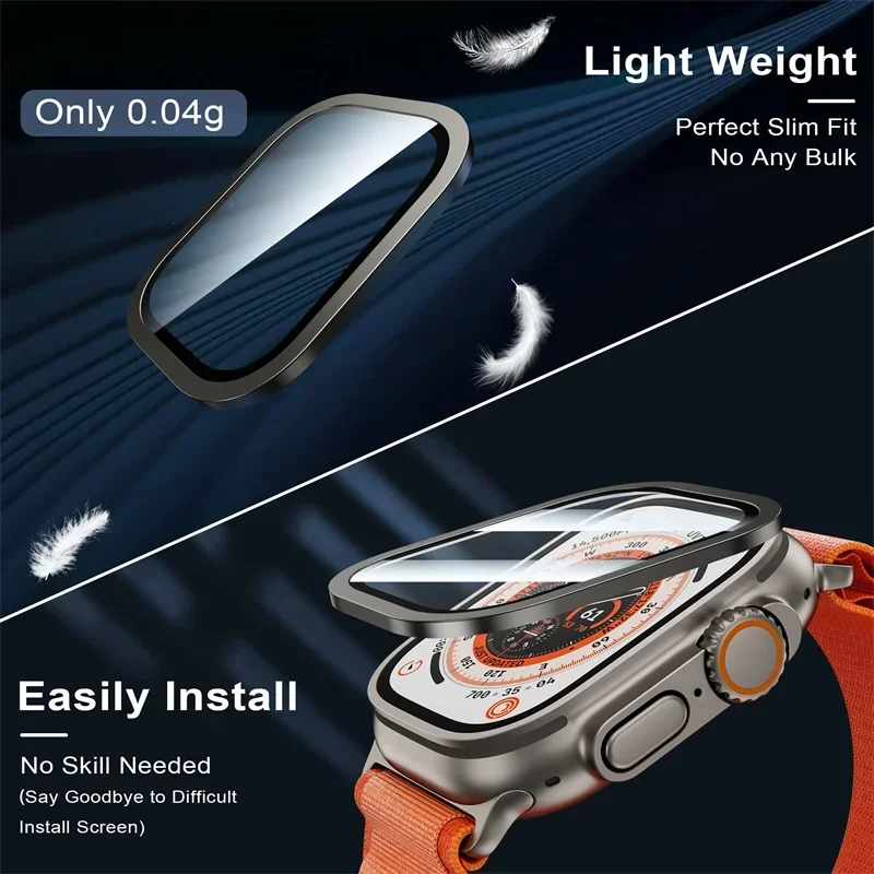 2 Stück Aluminiumlegierungsgehäuse + gehärtetes Glas für Apple Watch Ultra 2 49 mm kratzfester Displayschutz 2027 – Detail 7