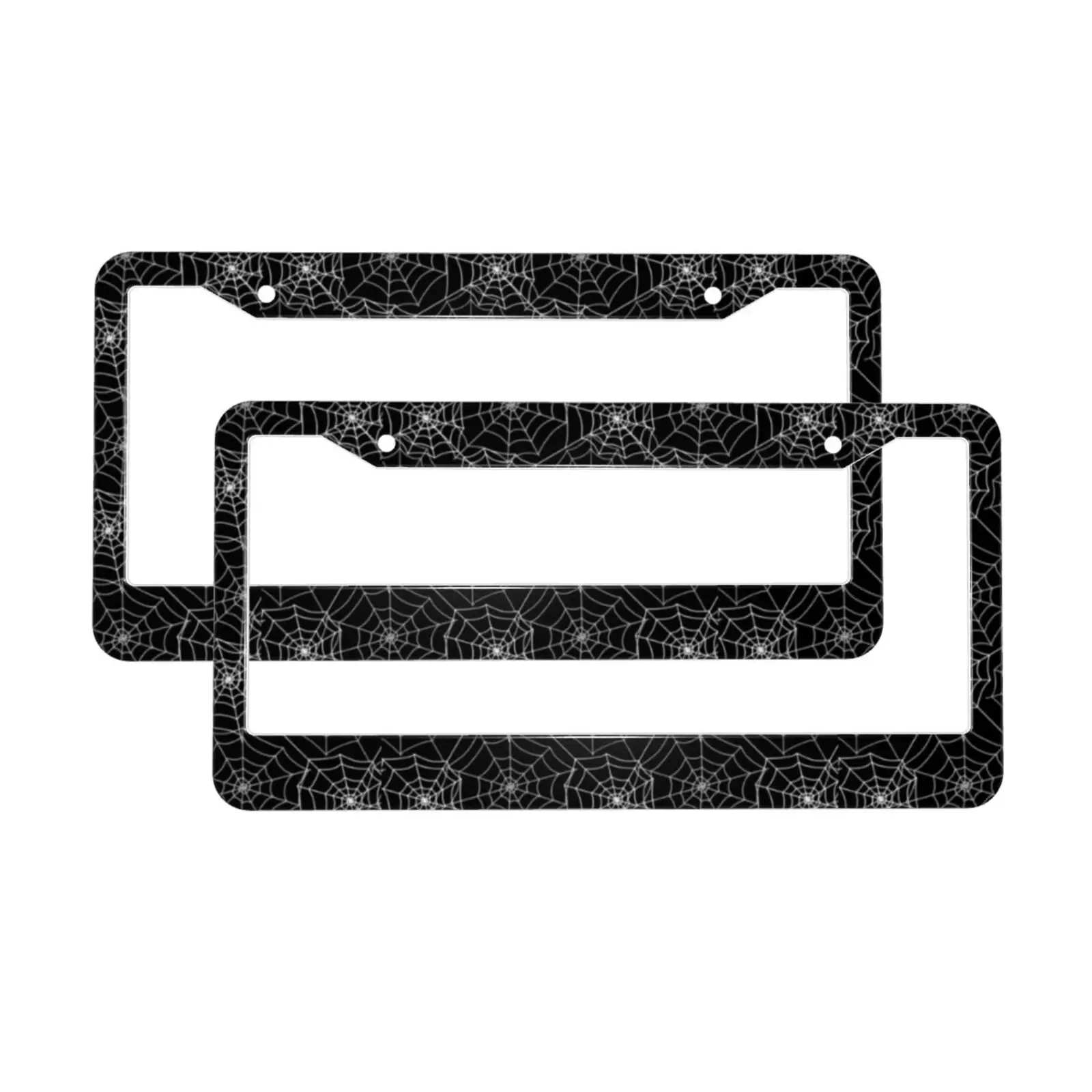 Spider Cobweb Print American Standard Aluminum Alloy Car License Plate Cover Car Accessories Waterproof License Plate Cover