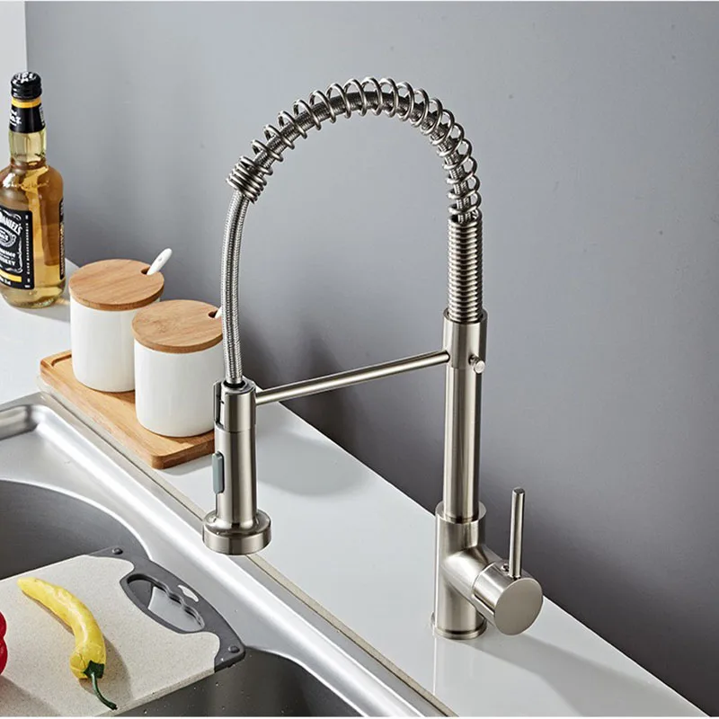 STARON Black Pull Out Down Kitchen Faucet Chrome Dual Modes Nozzle Hot Cold Water Mixer Crane Tap Spring Kitchen Sink Faucets