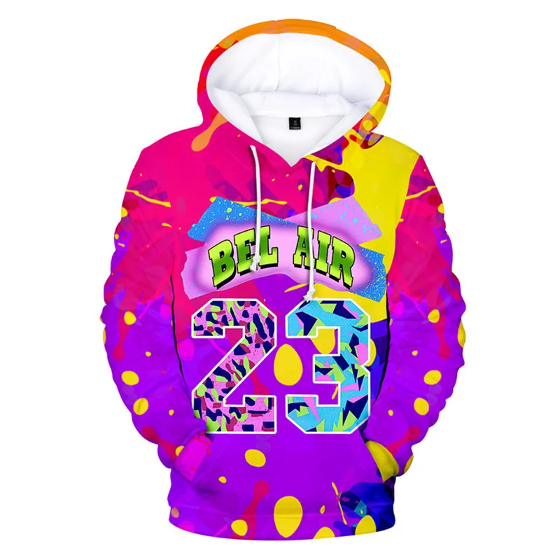 Mens 3D Hoodies Homme Streetwear Sweatshirt Hip hop Bel Air 23 - Fresh Prince Custom Made Uniform Jersey Tops