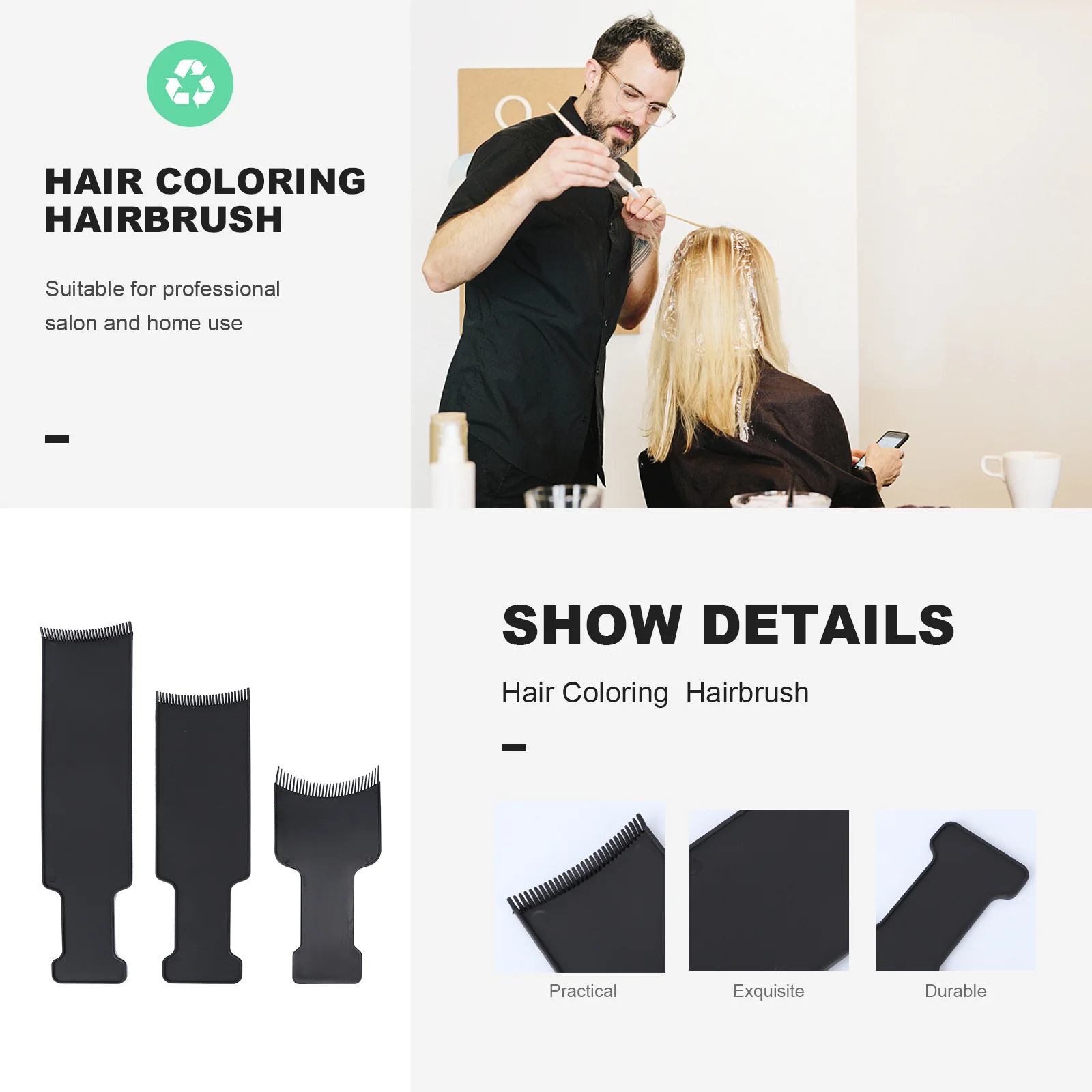 3 uds peine para teñir el cabello placa cepillo para teñir el cuero cabelludo herramienta de teñido rápido del cabello DIY cepillo de tinte de peluquería cepillo de pelo negro