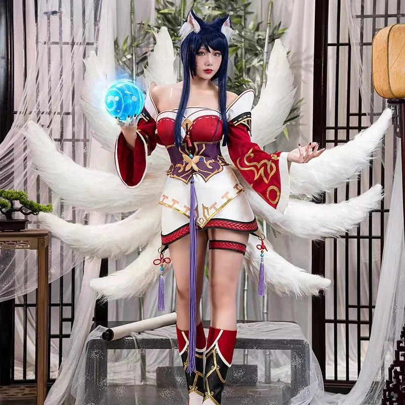 

League of Legends/LOL: Ahri Champion Nine Tails Wildd Riftt Game Cosplay Costume Ahri Halloween Cosplay