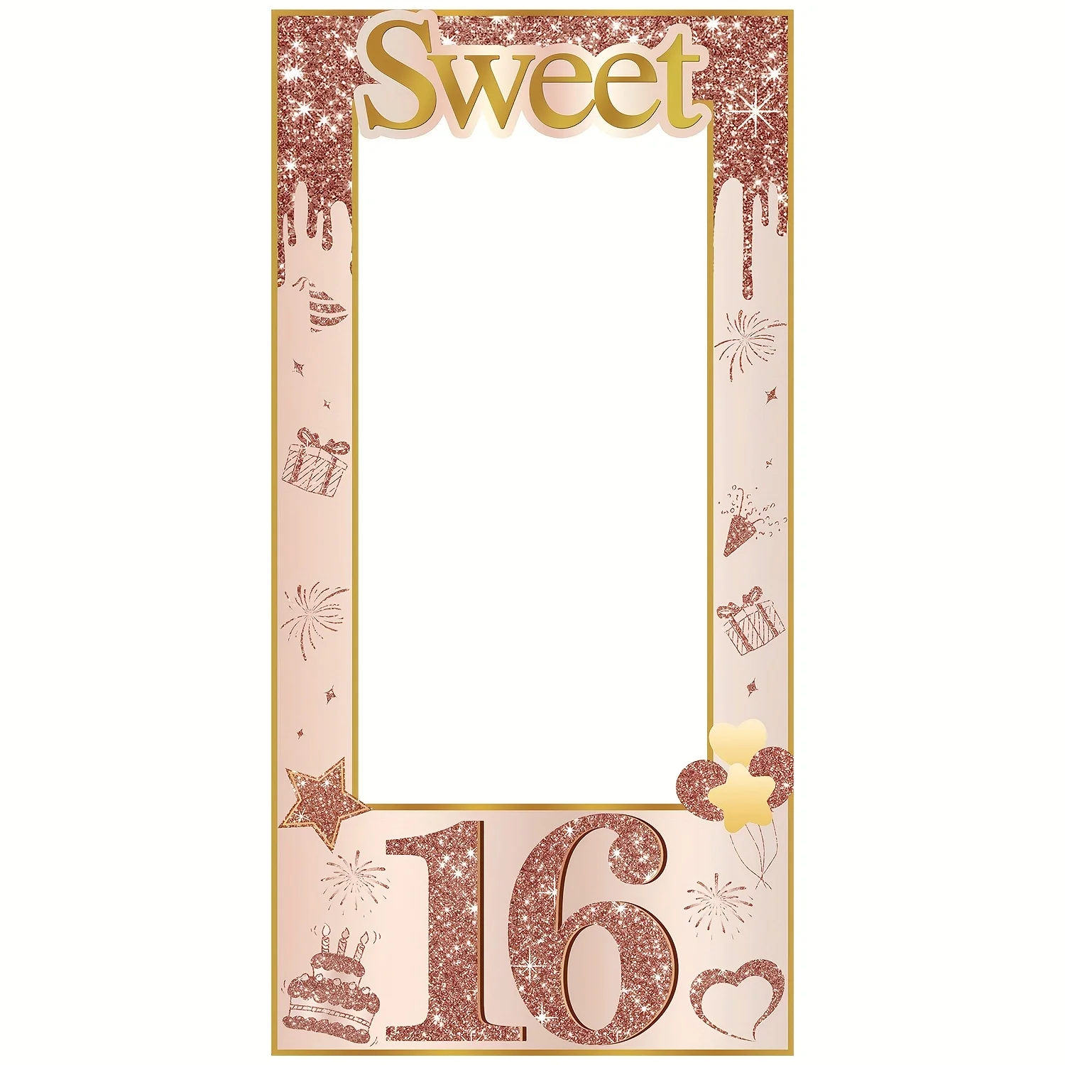 

Плоский 2D-баннер, полая фоновая ткань из розового золота, 1 шт., подходит для 16-го дня рождения, идеальное украшение для вечеринки. wss
