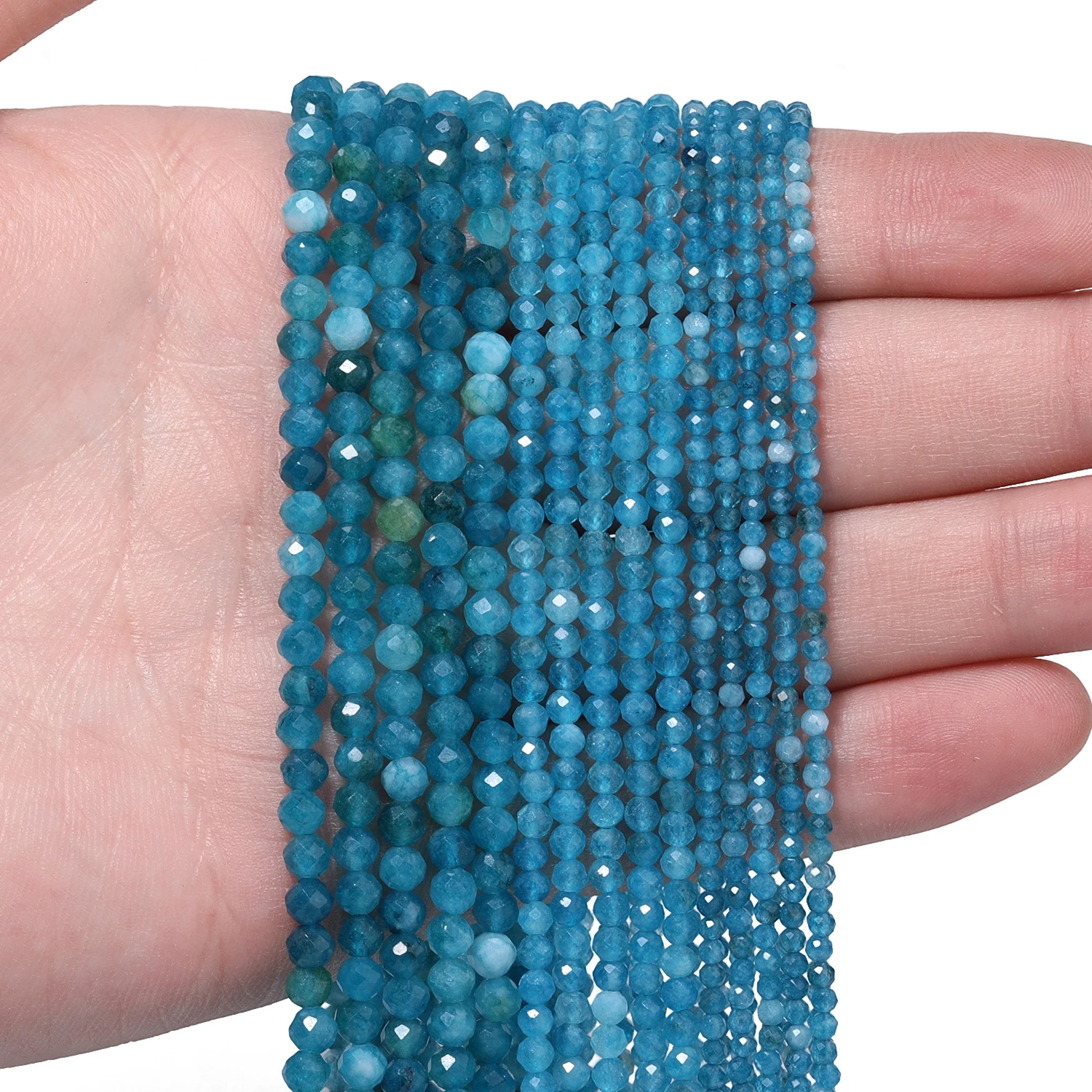New 2 3 4mm Faceted Tiny Beads Natural Blue Apatite Stone Bead for Jewelry Making Diy Bracelet Necklace Accessories