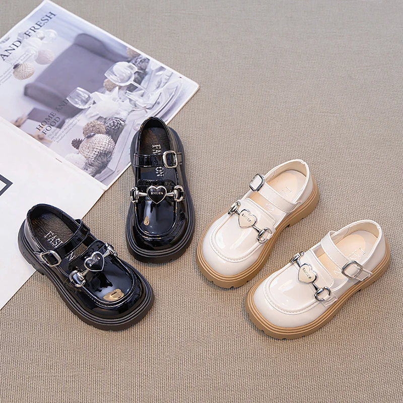 

Princess Leather Shoes Girls Autumn Trendy Flats Casual Mary jane Leather Shoes Children's Fashion Wedding party Leather Shoes