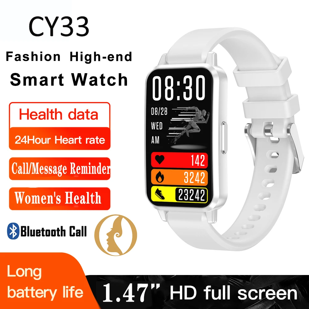 

New Lady Sleep Health Monitor Bluetooth Call Smartwatch CY33 HD Screen Message Reminder IP67 Waterproof Sports Smart Watch Women