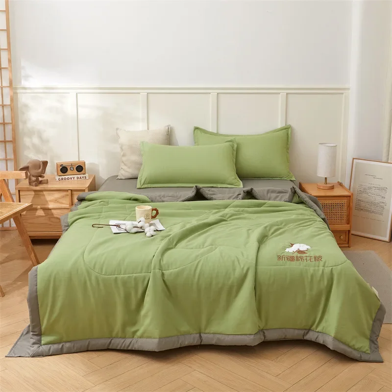 

New solid color 100% Xinjiang cotton washed cotton summer cool quilt summer thin quilt air conditioner quilt