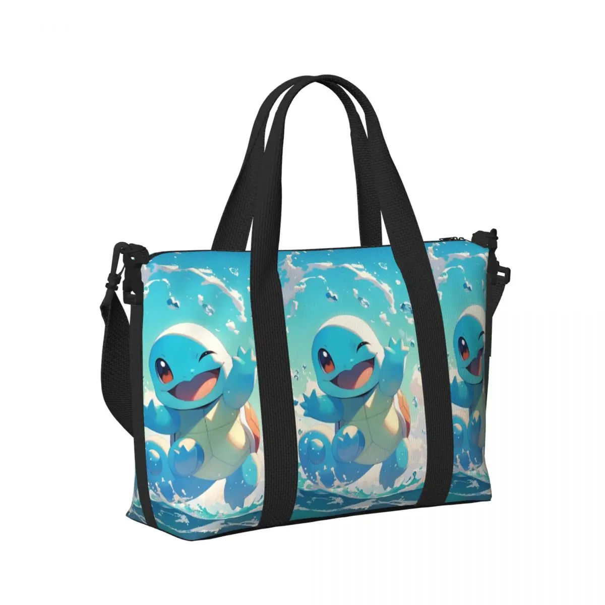 Custom Squirtles Tote Bag Women Big Capacity Anime Gym Beach Travel Bags