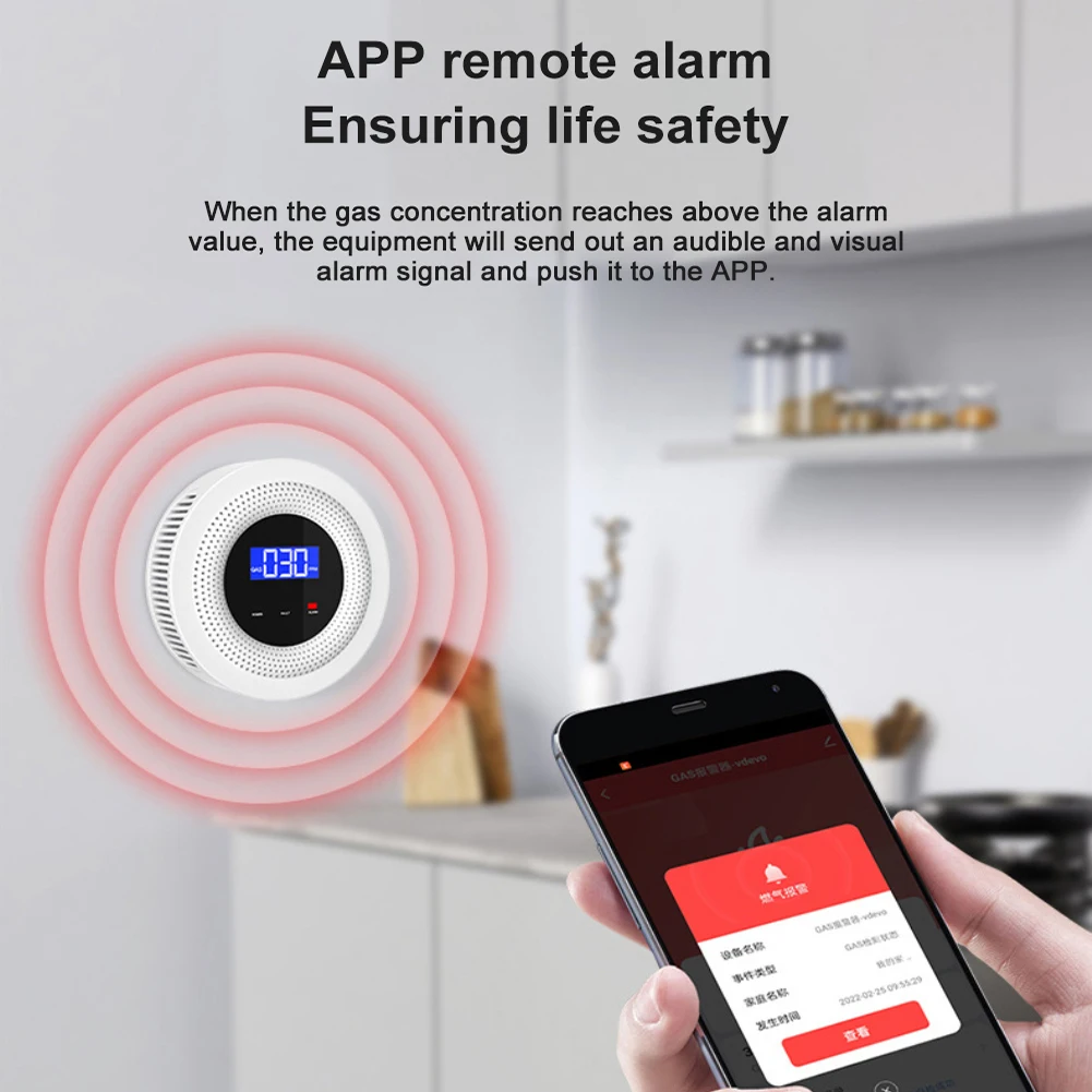 Tuya Wifi Natural Gas Leak Detector Alarm Security Protection Smart Home 433MHz Wireless Gas Leakage Sensor Fire Safety Detector
