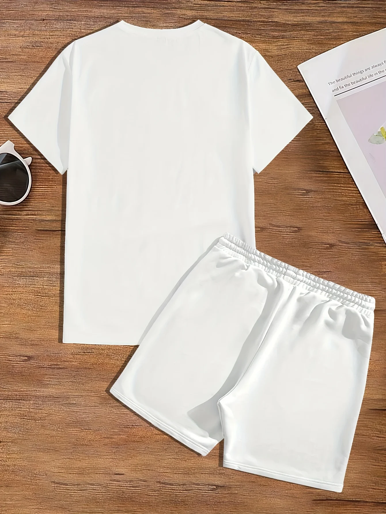 Summer 2025 new men's suit with letter prints, casual and fashionable outdoor, lightweight and breathable polyester men's wear