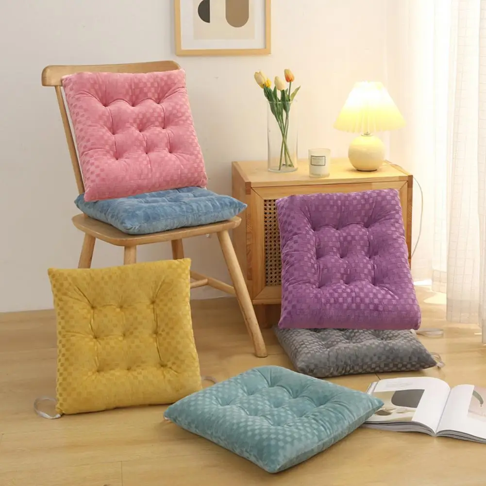 

Seat Pad Anti-Slip Strap Design Soft Plush Protective Thickened Student Square Chair Cushion for Home Seat Cushion Sofa Pad