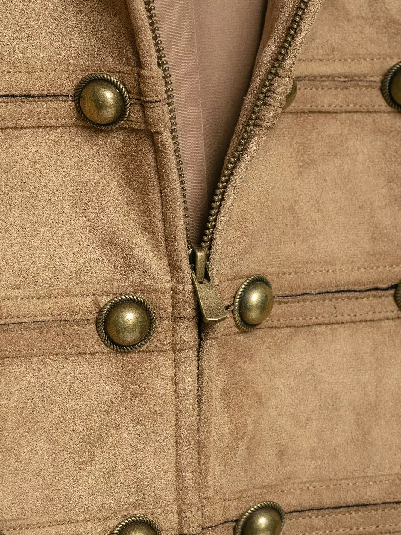 KONDALA Damen Vintage Schicke Jacke mit Knopfbesatz, Herbst Retro Elegante Slim-Fit Jacke mit Reißverschluss, Neue 2026 Herbst Trendige Street Casual Jacke – Detail 7
