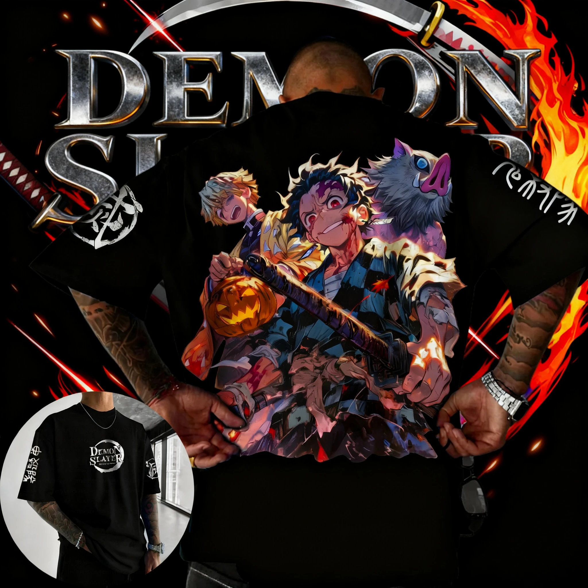 

2025 Best-selling Anime Demon Slayer Series Mitsuri Kanroji Character T-shirt Y2K Summer Print 100% Pure Cotton Loose T-shirt