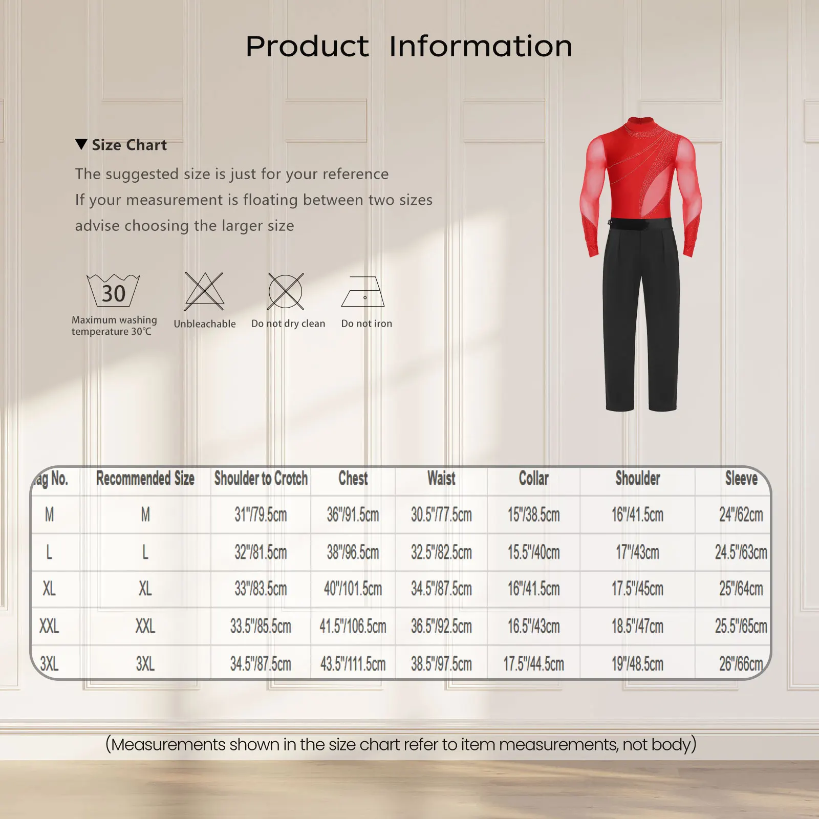 Men Latin Dance Outfit Rhinestone Mesh Long Sleeve Openable Crotch Leotard Bodysuit+Long Pants Ballet Rumba Tango Dance Costume