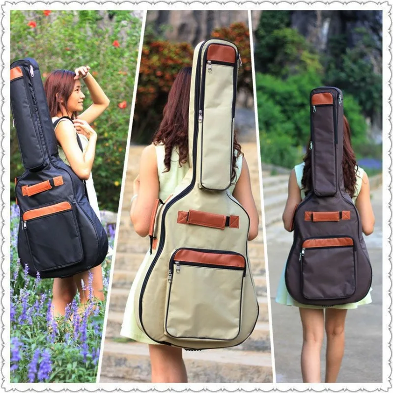 Acoustic Guitar Bag 41 Inch Thickened Waterproof Oxford Nylon Double Straps Cotton Padded Guitar Case Gig Backpack