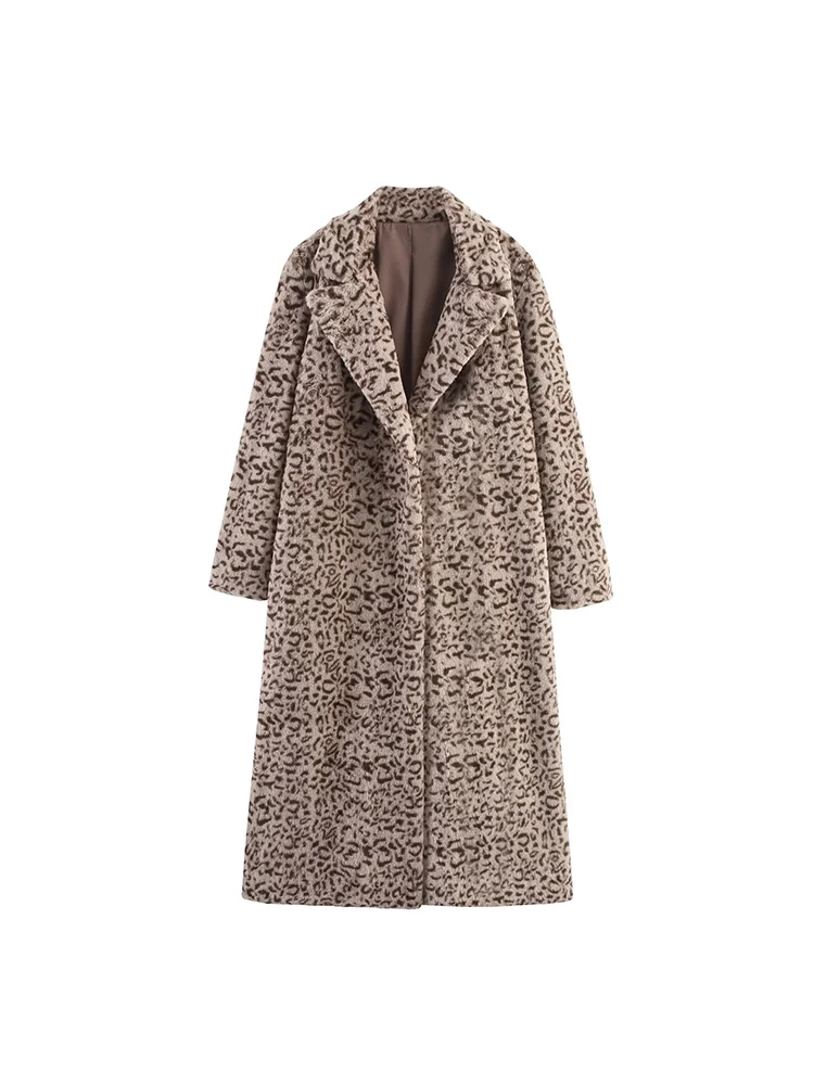 

European and American style autumn women's clothing new style fashionable and versatile long-sleeved fake fur lapel long coat