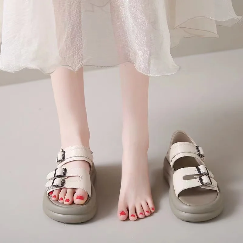 French style two wearing sandals for women in summer 2024. New style slippers with thick soles and skirts for external wear. Wom