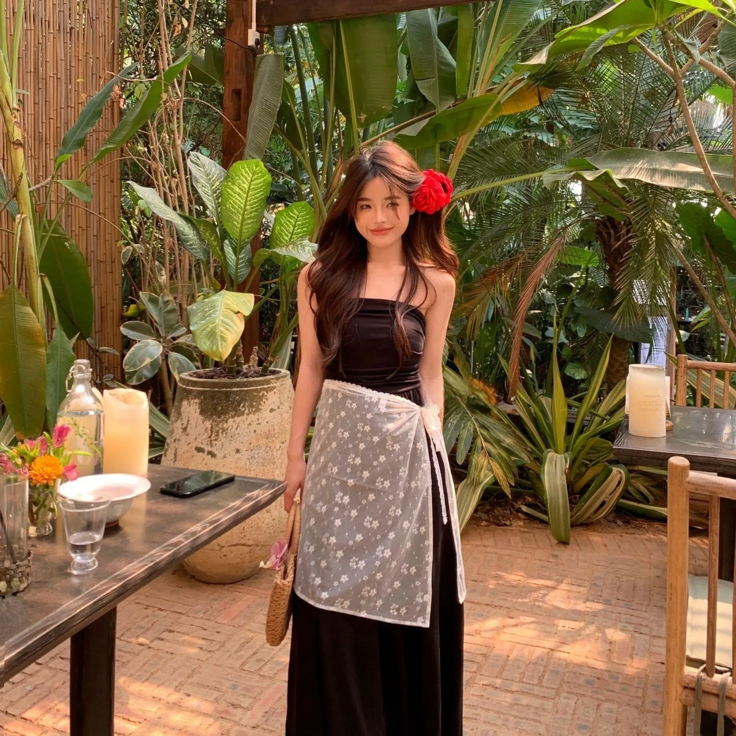 

Весна и лето, новая корейская версия, оригинальный дизайн, кружевная занавеска с цветочным принтом, женская милая юбка на шнуровке, универсальный шелковый шарф