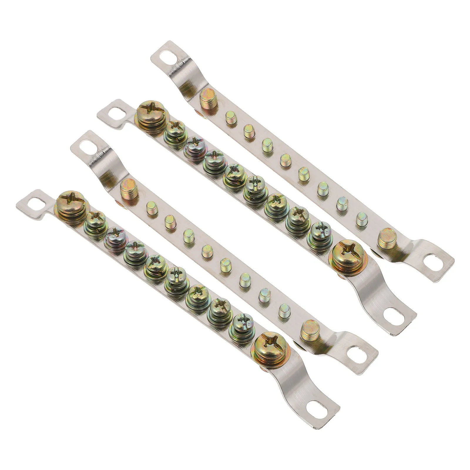 4Pcs Copper Grounding Terminal Block Neutral-Ground Bar Industrial Strength Heat Resistant 10-Position Wiring Terminal Strip