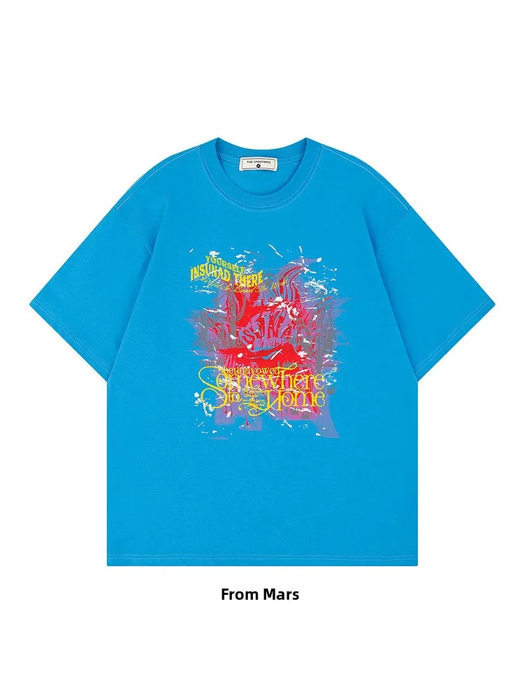 

from Summer Casual High Street Loose ort Sve T-irt ex Youth Faion round Ne aphic Tee for Daily Wear