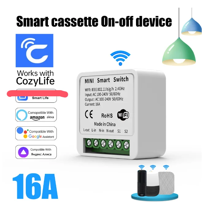 Cozylife WiFi 16A Smart Switch Wireless Automation Module Control Breaker Smart Life APP Remote Control for Home Automation