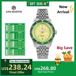 San Martin 39.5mm Fruit Style Sapphire Bezel Fashion NH35 Mechanical Diving Watch For Men Wristwatch 20Bar Montres Auto SN0116B