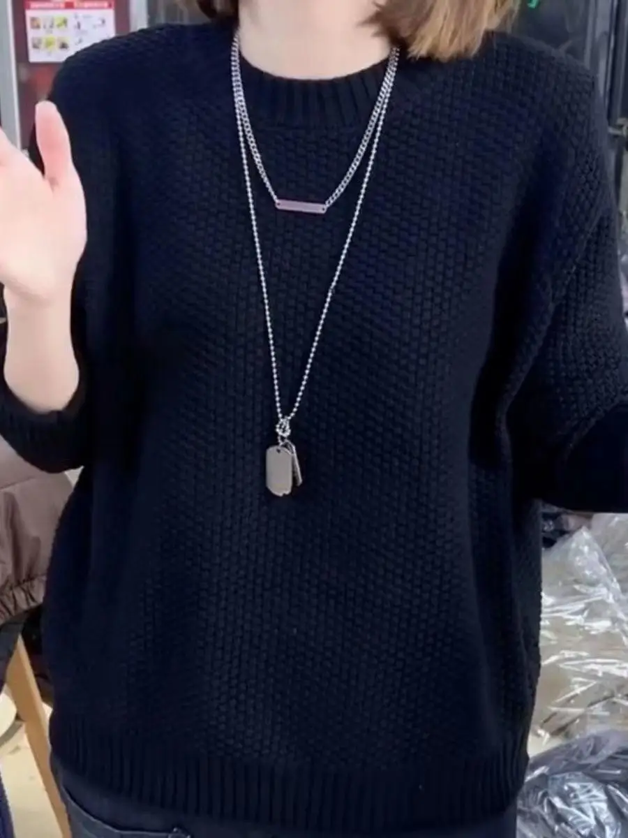 فضفاض المرأة محبوك سترة الخريف الشتاء Faionable لباس غير رسمي طويل Sve طاقم Ne قاعدة طبقة علوية اللحوم إخفاء #5