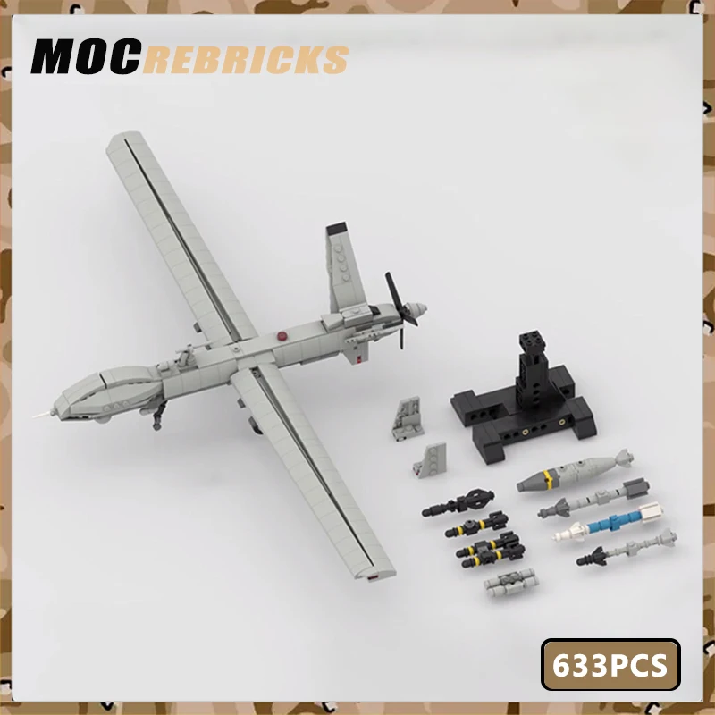 

Military Fighter Ideas Series MQ-9 Reaper UAV Assembly Building Blocks Moc Model Aircraft Bricks Education Toy for Children Gift