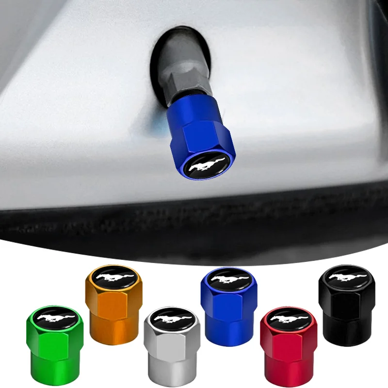 4 Pcs Aluminum Tire Valve Caps Car Tire Inflator Caps Accessories For Ford Mustang Explorer FIESTA Focus Shelby GT350 Kuga etc