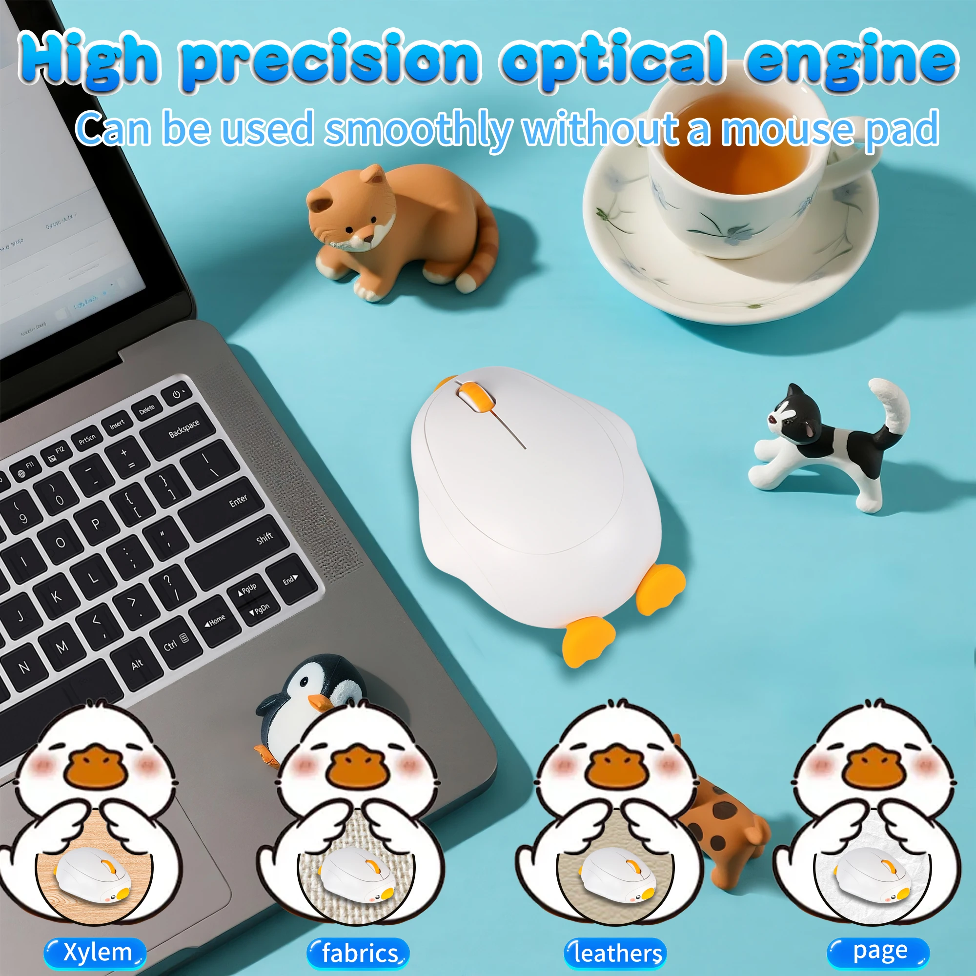 

Rechargeable Wireless Mouse Cute White Duck 2.4G+Bluetooth Dual Mode Connectivity Mute Ergonomics Computer Mice For Laptop PC