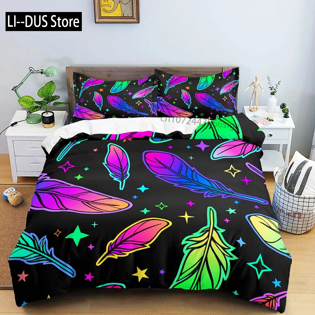 

Neon Color Duvet Cover Set King Rainbow Gradient Pumpkin Bedding Set Microfiber Quilt Cover Halloween Theme Twin Comforter Cover