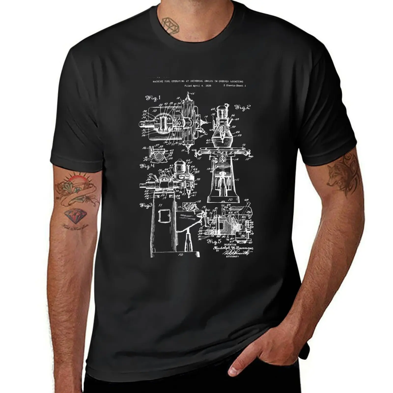 Bridgeport Milling Machine Patent 1942 T-Shirt customs Blouse boys animal print plus size tops mens big and tall t shirts