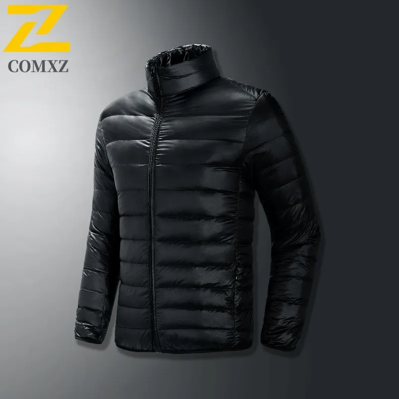 COMXZ Men Down Jacket Lightweight Stand Collar Casual Versatile Travel Puffer Jacket Skiing Windproof Comfortable Winter Jacket