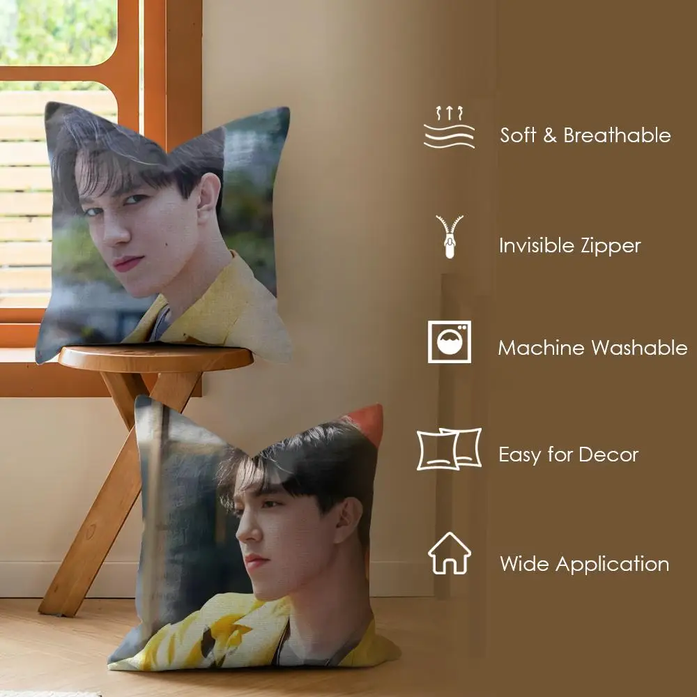 New Arrival D-Dimash Cushion Cover Natural Linen Organic Fabric Double-Sided Printing Breathable Perfect Gift For Decor